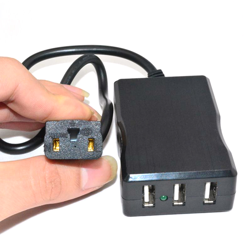 通用电动车USB充电器电瓶车载手机用充电头5V快速转接2.1A3口稳压
